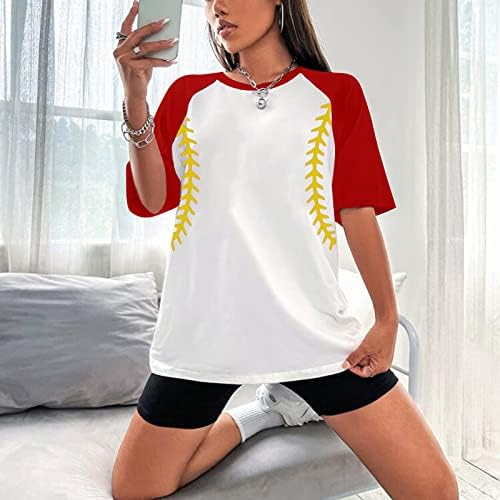 MRŠIINRI Bejzbol Mama majica za žene ljetna moda Softball kratki rukavi Tee Tops Casual Oversized labava bluza