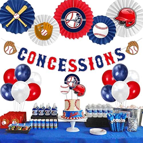 Party Inspo Baseball Birthday Party Dekoracije Baseball koncesije rođendan Banner, torta Toppers, Bejzbol tematske balone, Pom Poms, papir navijači za Bejzbol Sportska Tema Party Dekoracije Supplies