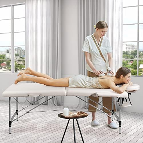 Acquire 84 L prijenosni stol za masažu podesivi salon za lice sa torbicom za nošenje Bijelo / Crno