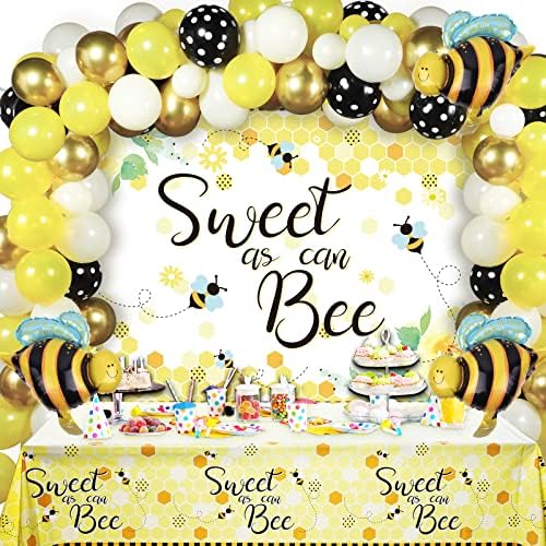 75 komada dekoracija za pčelinje zabave Set potrepština za pčelinje zabave slatki kao konzerva komplet balona za stolnjak za djecu rođendanski tuš za bebe Spol otkriva dekoracije za pčelinje tematske zabave