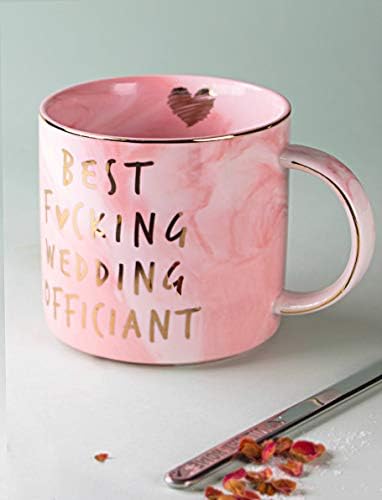 Vilight najbolja šolja za vjenčanje-smiješni pokloni Hvala-ružičasta mramorna keramička šolja za kafu 11.5 Oz