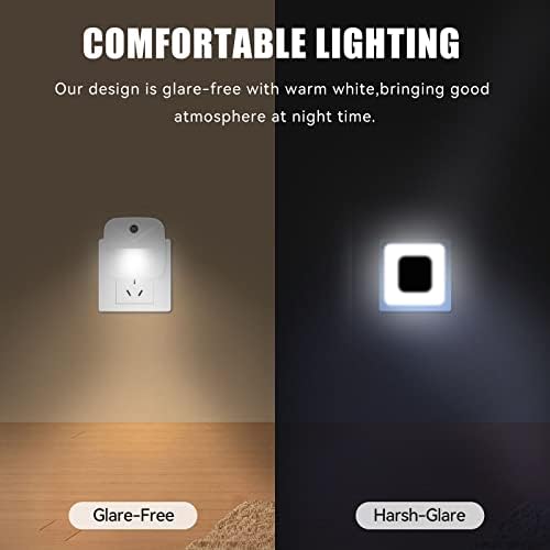 podiality [4 Pack] noćno svjetlo Plug-in Smart Light senzor LED noćno svjetlo za kupatilo, spavaću sobu, toalet, stepenice, kuhinju,