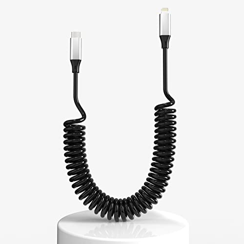 Omotani USB C do kabela od groma, Apple Carplay kabel [Apple MFI certificirani], automobil USB C Gromobran sa sinkronizacijom podataka, uvlačenje USB C do gromobranskog kabla za iPhone / pad / pod