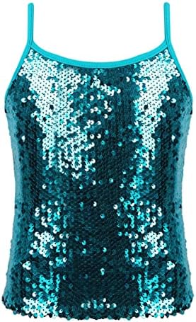 ZDHOOR Kids Girls Metallic Jazz Hip-Hop Camisole Plesni tenkovi Spaghetti trake za performanse prsluk