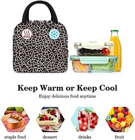 Crna napukla boja Paint torba za ručak izolovana kutija za ručak torba za piknik na otvorenom Školska putna posuda za hranu Cooler