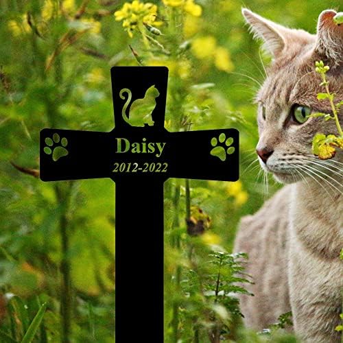 Gerryed Custom Cat grave Markers Cross personalizovani mačji Memorijalni kolac mačka Memorijalni Marker za kućne grobne markere mačka gubitak Poklon Uzorak 12inch