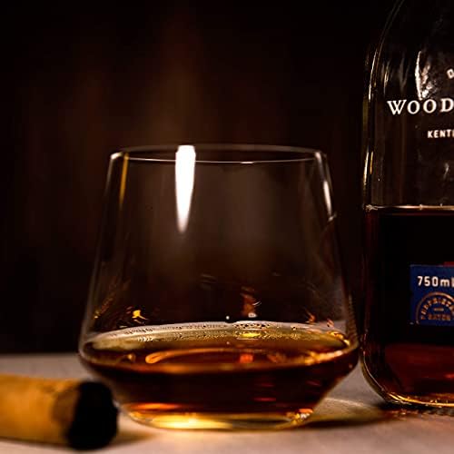 LEMONSODA Crystal Old Fashioned Whisky naočare - Set 4 - trendi moderan jedinstven izgled sa zakrivljenom bazom - savršeno za Scotch,