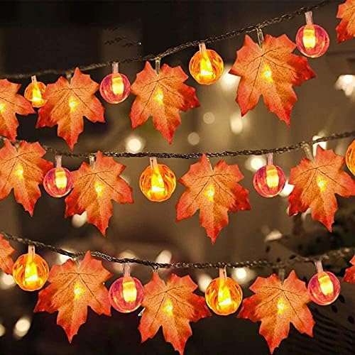 HUSEL LED javorov list bundeve svjetlosni niz dvorišna soba za zabavu dekoracija svjetla Halloween Thanksgiving 19.69 ft 40 lampa bundeva + javorov list