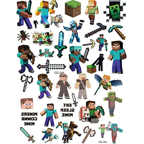 Minecraft Privremena tetovaža za djecu MC Igra Privremena tetovaža za rođendanske potrepštine za rođendanske zabave Favorirs Boys Girls School Rewards