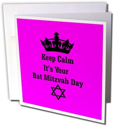 3drose slika Keep Calm Bat Mitzvah sa Davidovom zvijezdom i Crown-Pink-čestitkom, 6 x 6, Single