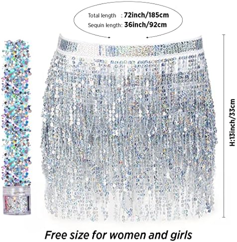 FunCedible Sequin Fringe mini suknja | Suknje holografskih rese - Cowgirl outfit