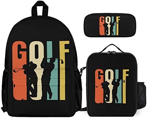 Vintage Golferi golf Shots 3 kom ruksak Set kutija za ručak Prijenosna torba za hladnjak leda s podesivim naramenicom