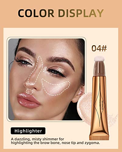 Highlighter beauty Wand, Shimmer Liquid Face Body Highlighter štap za šminkanje sa aplikatorom za jastuke, lagana vodootporna krema