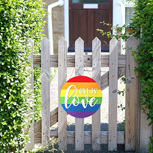 Whaline Rainbow Drveni viseći znak Gay Pride Ljubav je ljubavna vrata Znak odvijanja LGBTQ Drveni vijenac za vješalice za vrata za dnevnu stranicu Parade Zatvoreni na otvorenom Kućna kuća Bakery Farmhouse