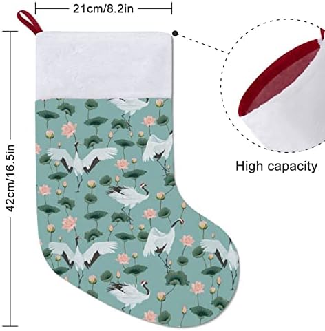 Japanski kranovi i lotoses Božićne čarape za čarape sa plišanim kaminom visi za Xmas Tree Doc dekor
