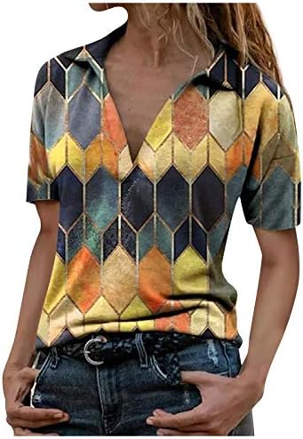 Fragarn Ljetni vrhovi za žene nisko rezanje izrezane majice Diamond Graphic Print Thirt Loop Fit kratki rukav Comfy Ležerne prilike