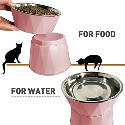TOTORO uzdignuta posuda za kućne ljubimce dizajn štitnika za vrat podignuta za vodu i hranu, mala posuda za pse i mačke od nerđajućeg čelika sa neklizajućom bazom