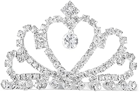 Olbye Srebrna vjenčana kruna Tiara srce Rhinestone Crystal mala Krunska traka za glavu za žene i djevojčice princeza male krune i