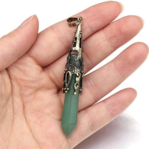 Prirodni kamen Privjesak Amethysts Opal Reiki Heal Pendulum Kristal za žene Nakit Izrada DIY Vintage ogrlice Poklon 12x70mm Off Off