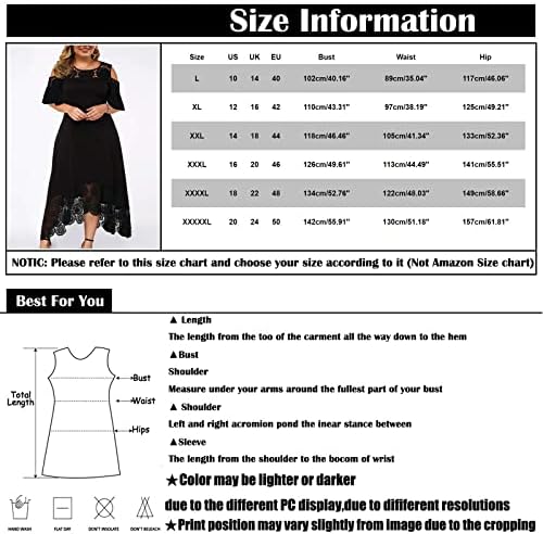 Fragarn plus veličina hladna haljina za ramena za žene ljetne elegantne čipke ruffles kratki rukav labav a-line ljuljačka nepravilna