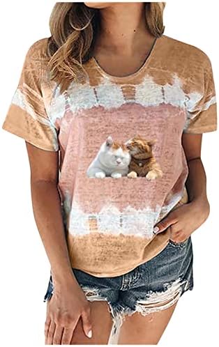 Ženski blok u boji Ljeto Plus Veličina Tunic Top Slatka grafička majica Labavi Ležerne bagere DRESSY TEES Trendi okruglih bluze