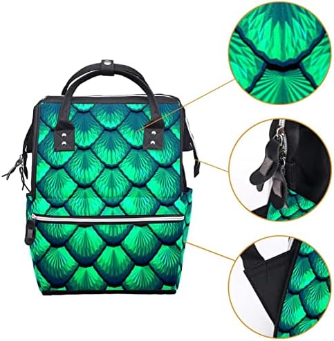 Zelene vage Mermaid torba za pelena ruksaka Baby Nappy Promjena torbe s više funkcija Velika kapaciteta Putna torba