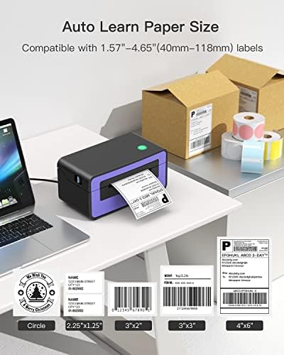 POLONO štampač naljepnica za otpremu, [2.0 Upgrade] PL60 4x6 direktni termalni štampač, štampač naljepnica za otpremu paketa, kompatibilan