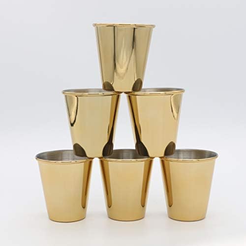 Set 6-zlatnih čaša - 70ml-čaša od nerđajućeg čelika za mladoženje - Cool unikatne metalne čašice - čašice za Tequila Whisky Expresso