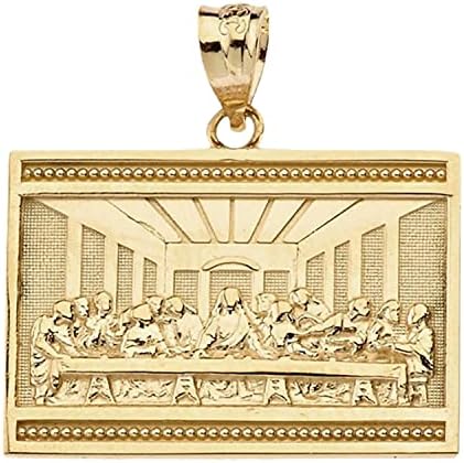 Privjesak za medalju pravougaonika za Posljednju večeru od 14k žutog zlata