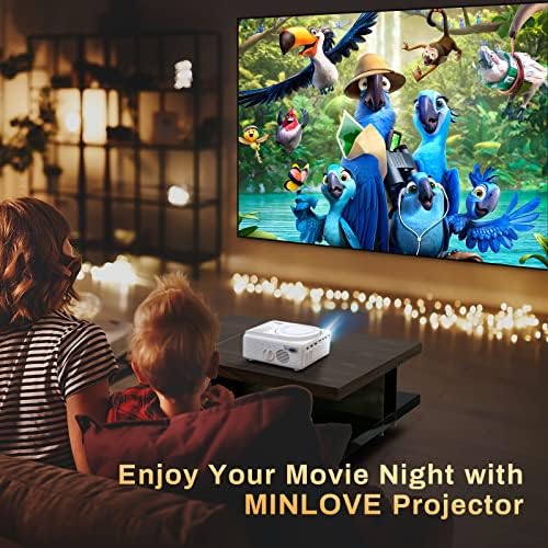 Prijenosni Bluetooth 5.0 ugrađeni DVD uređaj, Minlove Road 1080p Full HD DVD projektor, mini važni filmski projektor sa stativom, video projektorom kompatibilan sa iOS / Android / HDMI / TV Stick