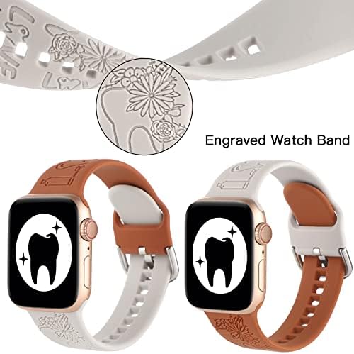 Graving opsezi kompatibilni sa Apple Watch Band 38mm 40mm 41mm, žene za muškarce laserski mekani ugravirani sportski silikonski kaiš