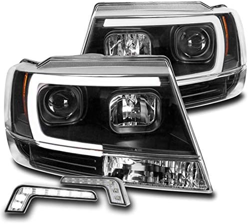 ZMAUTOPARTS LED Crni projektor farovi farovi sa 6,25 bijelim LED DRL svjetlima za 1999-2004 Jeep Grand Cherokee