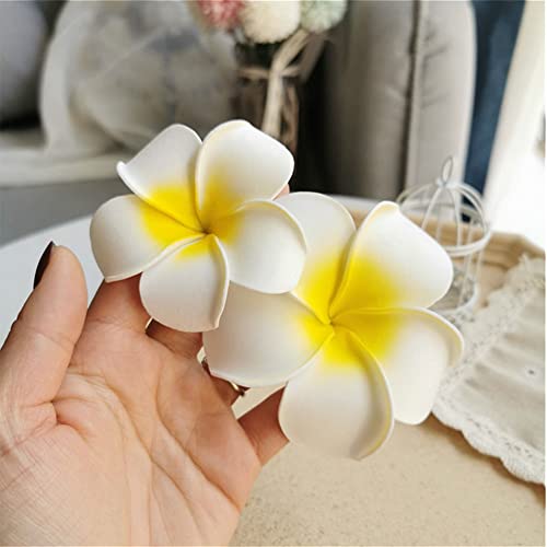 12kom 2,4 inča bijela pjena Hawaiian Frangipani Umjetna Plumeria cvjetni šešir kopče za kosu umjetne kopče dodatna oprema za kosu za svadbene svadbene zabave ukrasi za odmor na plaži