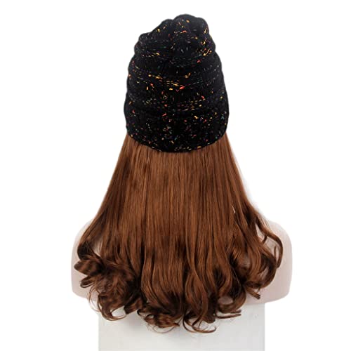 N / perika i šešir i Kapa za kosu crna pletena kapa perika duga kovrčava smeđa kapa perika elegantna ličnost