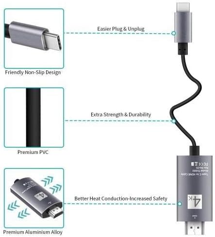 Boxwave kabel za Samsung Galaxy A10E - SmartDisplay kabel - USB tip-c do HDMI, USB C / HDMI kabel za Samsung Galaxy A10E - Jet Black