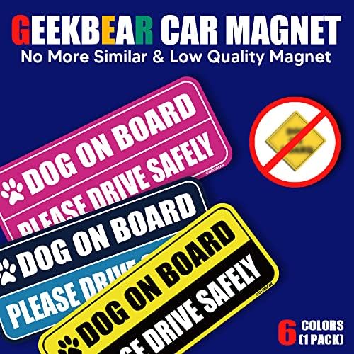Geekbear Dog na brodu Auto magnet - reflektirajući vodootporan izdržljiv magnetski znak - 8,7 x 3,5 in