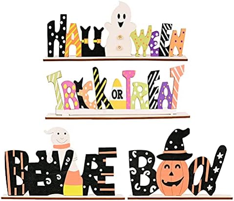 Aboofan 4pcs Halloween Dekorativni drveni pisma ARNESME Naslovna dekor stranačka strana