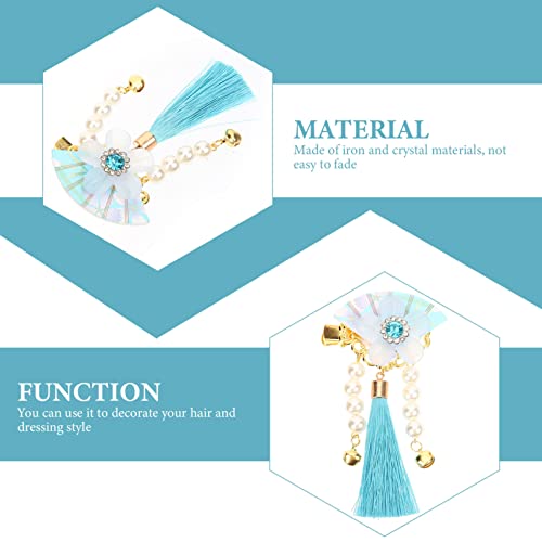 DiDiseaon kose nakit za kosu 2pcs japanski ventilator za kosu sa cvijećem za kosu za kosu antikne kose djevojčica za kosu za kosu za ženu Kids Blue Hair charms nakit za kosu dragulje