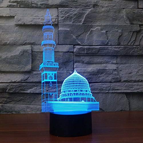 Jinnwell 3d Islamski muslimanski dvorac noćna lampa iluzija Led 7 promjena boje dodirni stol za presvlačenje Stolne lampe akrilna