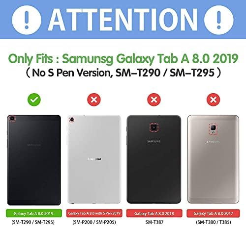 ProCase Galaxy Tab A 8.0 2019 T290 T295 Black Slim Hard Shell Case Bundle sa 2 paketa štitnika za ekran od kaljenog stakla