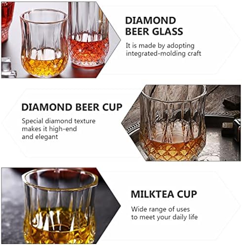 BESTonZON 2pcs Fashioned Water Diamond staklasto kristalno mlijeko Tequila Shot Bar čaj Whisky Cups Party Cocktail Mug Style Old Drinks
