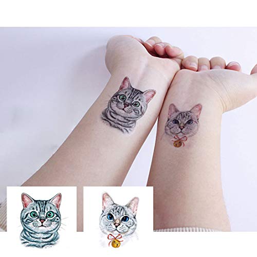 Ooopsiun 30 komada životinje privremene tetovaže za djecu žene, Psi Mačke vodootporne tetovaže za dječake djevojčice