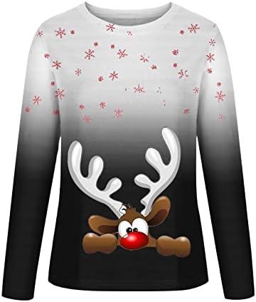 Ženska božićna slatka pulover Trendy 3D crtani elk grafički dukseri gornji dugi rukavi gradijentni puloveri padaju odjeću
