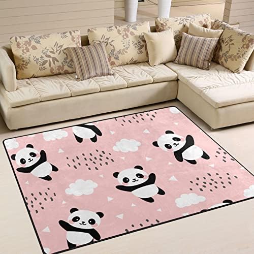 Baxiej Slatka Panda Pink Veliki mekani prostirki Rug Playmat prostirki za djecu Igraonica Spavaća soba Dnevna soba 63 x 48 inča, Kućni