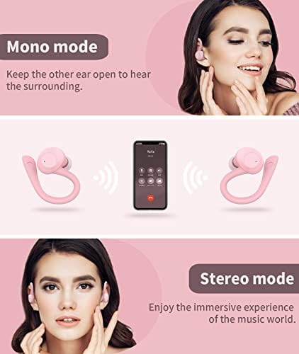Bežične uši, Bluetooth 5.1 Sportske slušalice sa mikrofom, uklanjanje buke Touch Control u ekipi Bluetooth slušalice, tip-c Punjenje