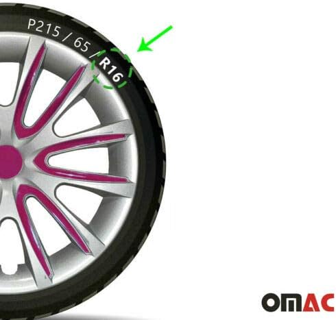 OMAC 16 inčni Hubcaps za Honda Accord Grey and Violet 4 kom. Poklopac naplatka kotača - HUB CAPS - Zamjena vanjske gume za automobile