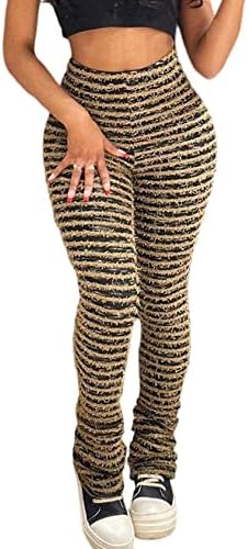 Yimoon ženske složene nejasne hlače crno-bijele hlače Zebraske pantalone za ispis Visoko struka složene hlače