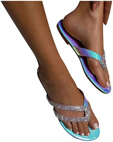 Balakie Rhinestone Sandale, ženske ravne sandale, sandale za dragulje, ljetna plaža Sandal papuče