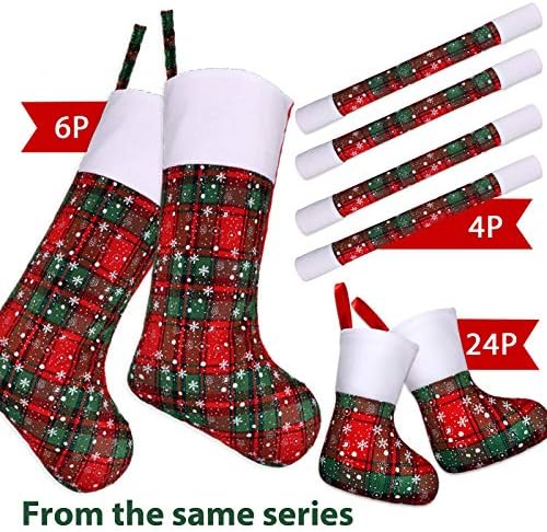 Limbridge Božićne čarape, 6 pakovanja 18 inča PLAJNE SNOWFLAKE Print Božićne čarape, Xmas Kućni ukrasi