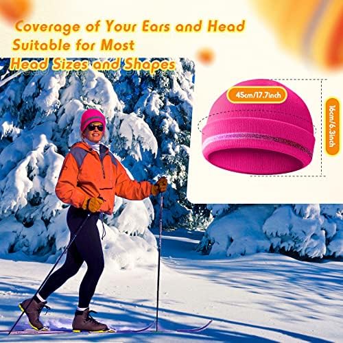 Reflektirajući pleteni šešir sigurnosne kape za odrasle kapa visoke vidljivosti neonske zimske pletene kape sa reflektirajućom prugom